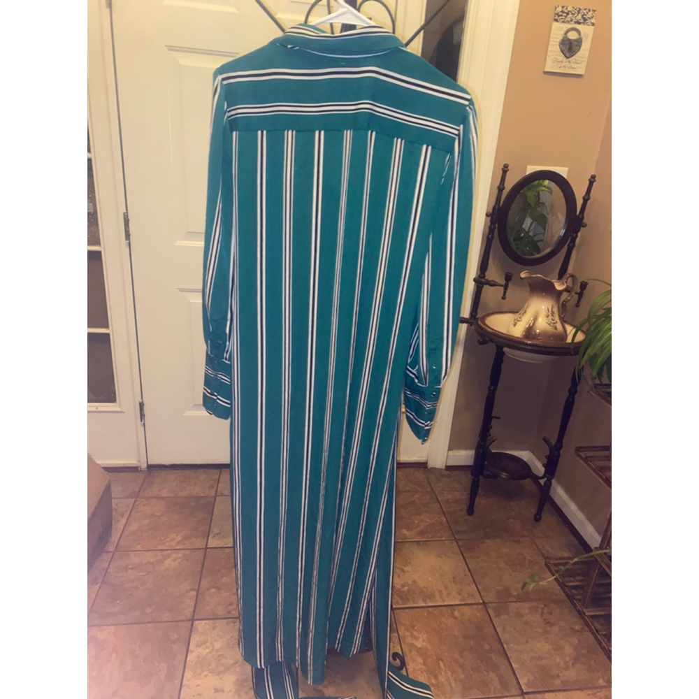 Womens 7th Avenue green & White Long Sleeve Dress L - Picture 8 of 8